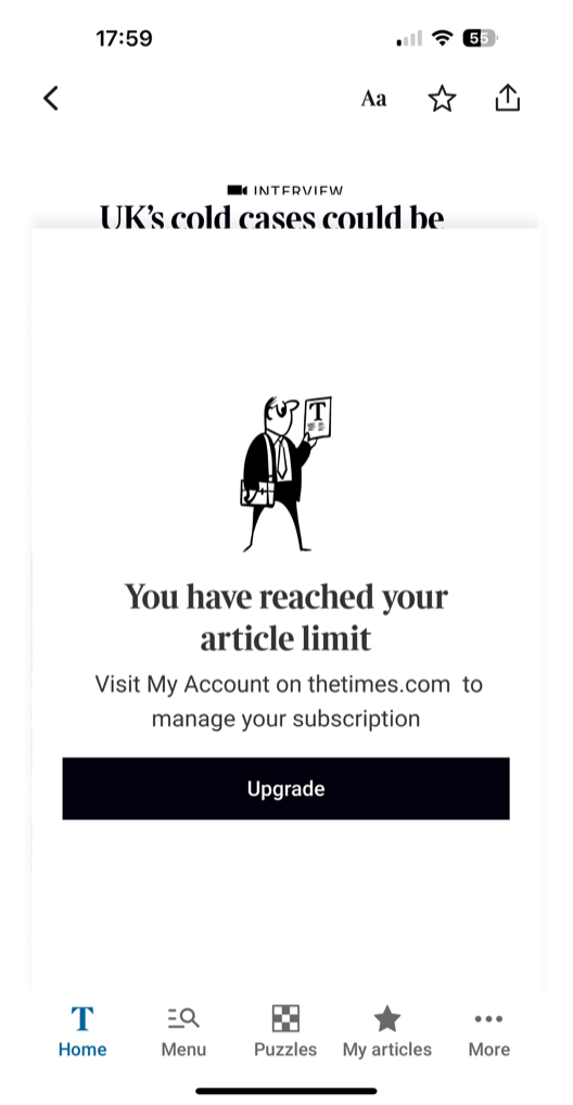 Article limit blocker in its simplest form