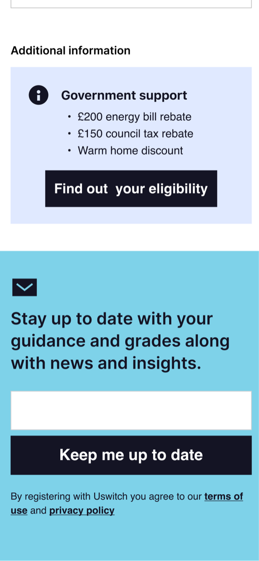 Government energy support information and an email sign-up for grade and market updates