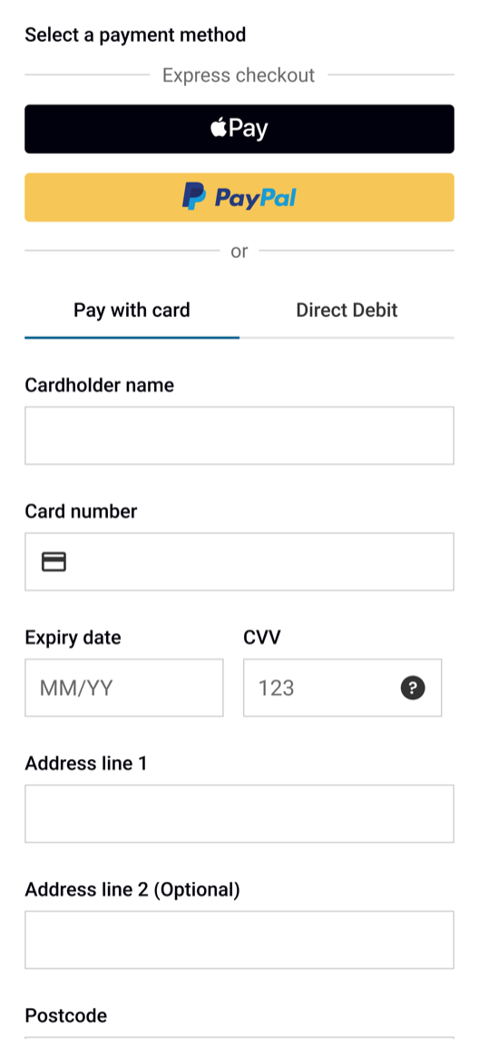 Payment step after, combined into one step